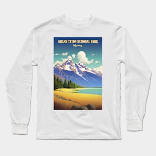 Grand Teton National Park Travel Poster Long Sleeve T-Shirt
